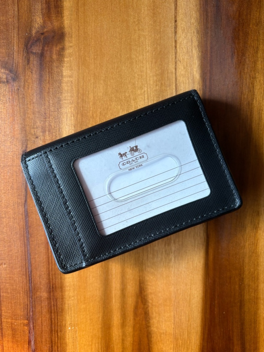 NWOT COACH Darcy Black Leather Business Card Case Wallet - Picture 2 of 8